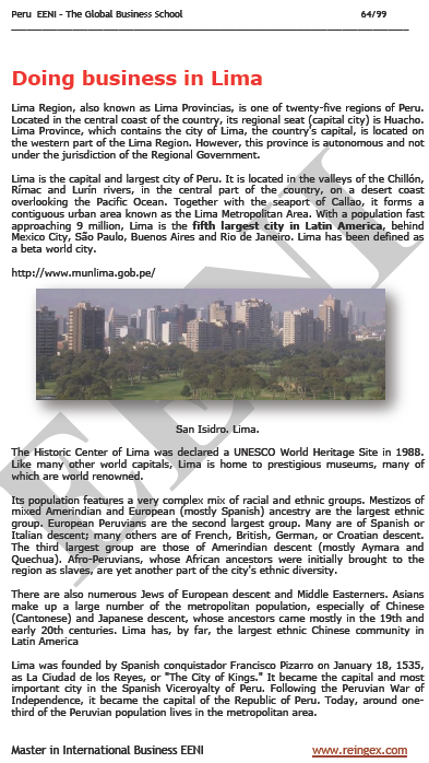 ممارسة أنشطة الأعمال في ليما بيرو