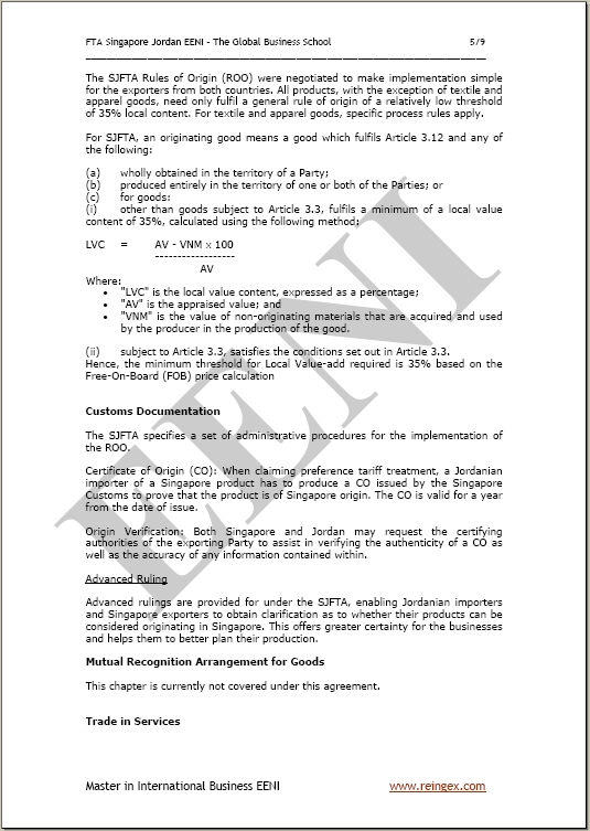 اتفاقية التجارة الحرة الأردنية - سنغافورة